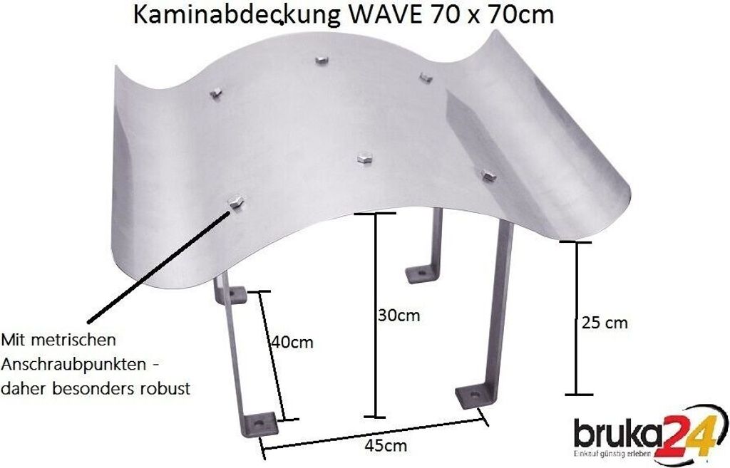 Massive Schornsteinabdeckung 70 x 70 cm Edelstahl Produktbild 