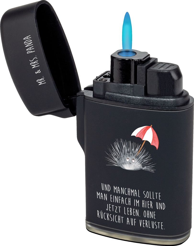 Mr. & Mrs. Panda sturmfeuerzeug Seeigel - Schwarz - Geschenk, anzünder, sturmfeuerzeuge, Meer, Gasfeuerzeug, Leben, Feuerzeuge, Hier und Jetzt, Fe...