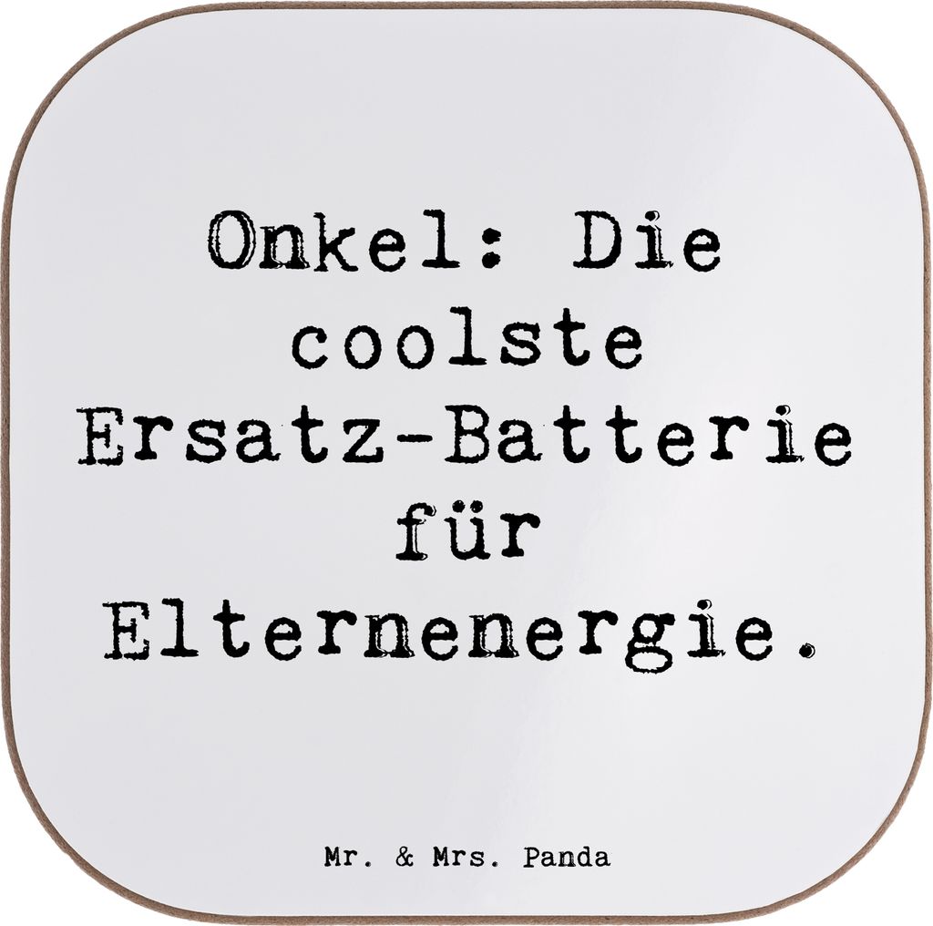 Mr. & Mrs. Panda untersetzer personalisiert Onkel Energie - Weiß - Geschenk, Patenonkel, Glasuntersetzer bedruckt, Personalisierte, Bierdeckel, Fa...