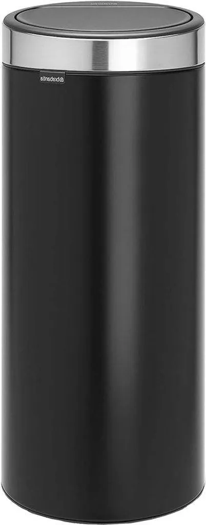 Poubelle noir mat 30L avec seau amovible et finition anti-trace