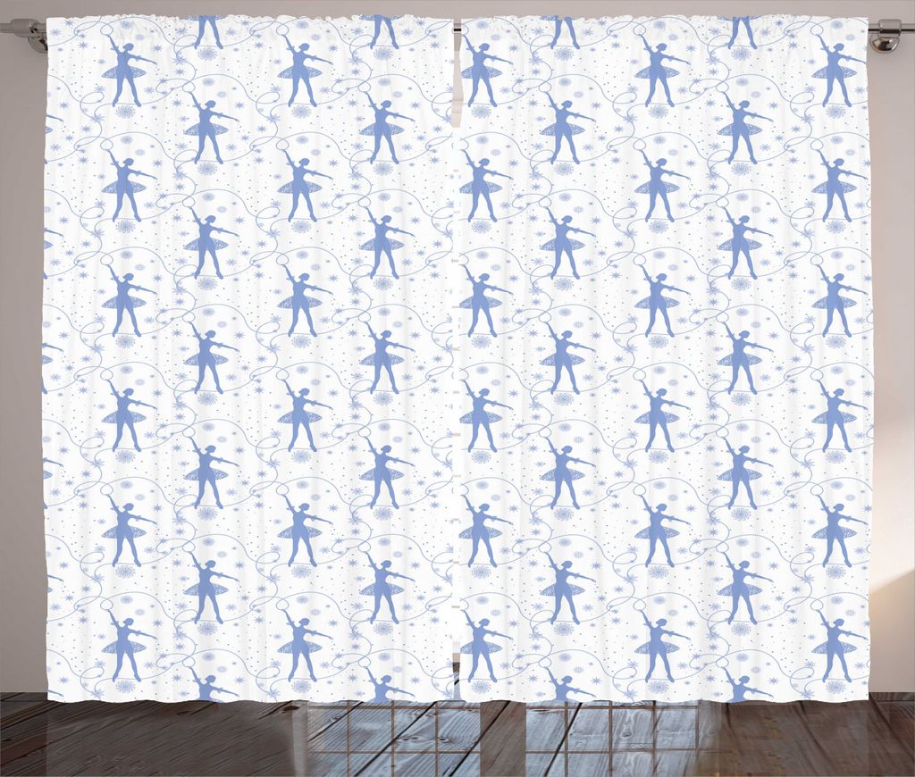 ABAKUHAUS Ballerina Rustikaler Gardine, Tänzer Schneeflocken Dots, Schlafzimmer Kräuselband Vorhang mit Schlaufen und Haken, 280 x 225 cm, Pale S...