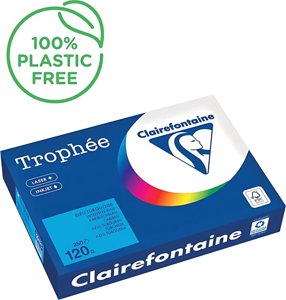 Papier A4 pour Présentation Bleu Caraïbes 120g Clairefontaine Trophée