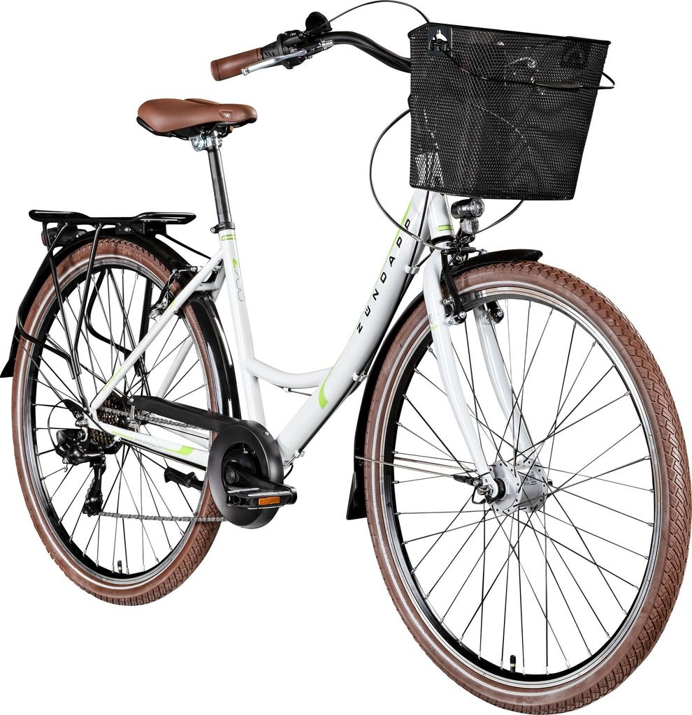 Zündapp Z700 Damenfahrrad 28 Zoll Fahrrad für Damen und Herren ab 150 cm weiß/grün 46 cm