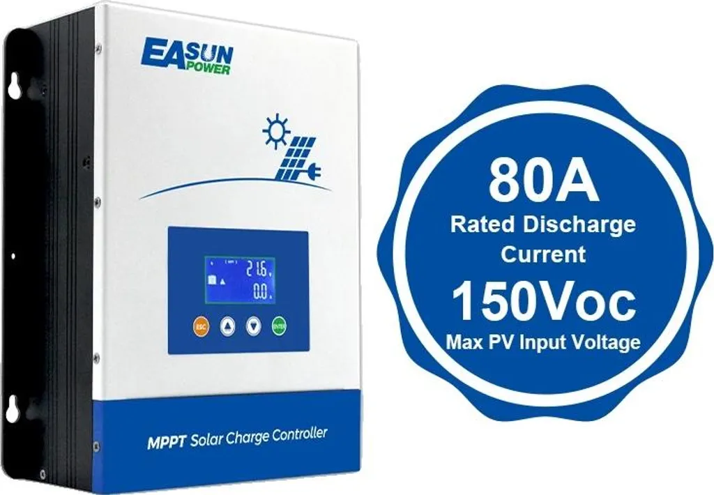 Contrôleur de charge solaire 80A intelligent pour batterie 12V et 24V