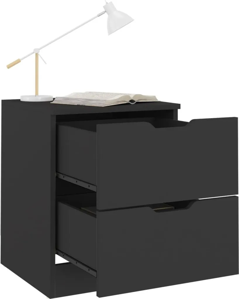 Petite table de chevet noire pour optimiser le rangement du lit