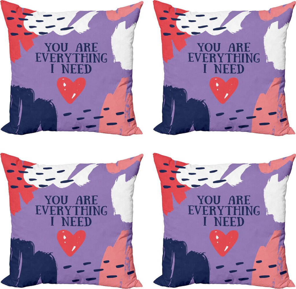 ABAKUHAUS Sprichwort Kissenbezug Set (4 Stück), Du bist alles was ich brauche, Moderner Doppelseitiger Digitaldruck, 50 cm x 50 cm, Mauve und Mult...