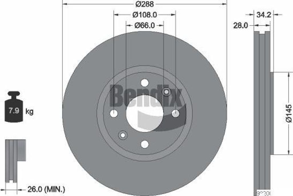 BENDIX Braking BDS1286 Bremsscheibe OE 1606308780 kompatibel mit C5, Xantia