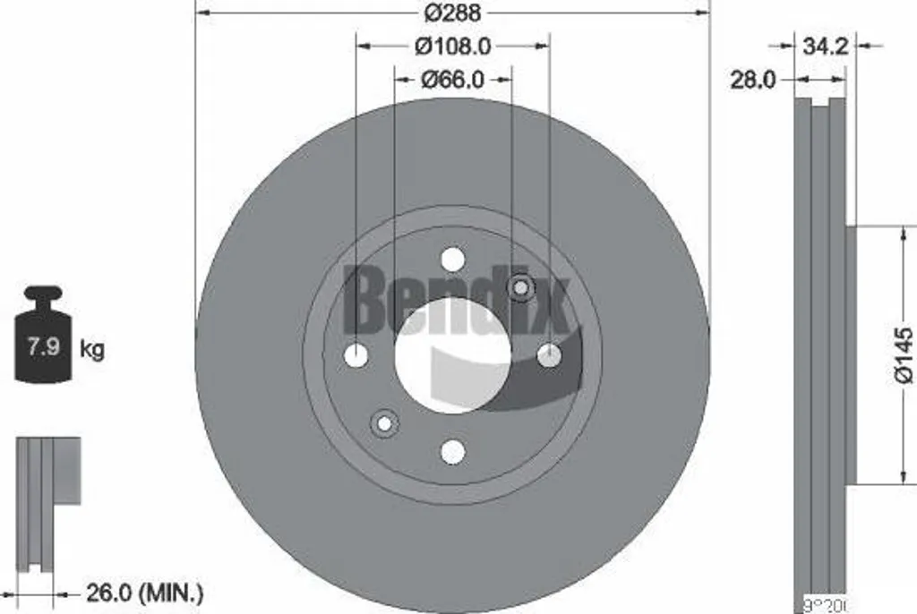 Disque de frein haute sécurité BENDIX BDS1286 OE 1606308780 de qualité