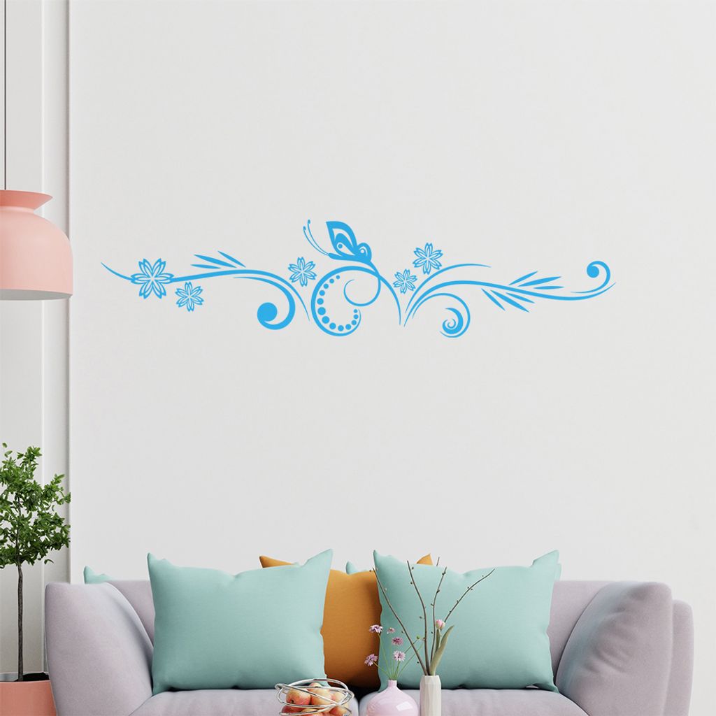 Tribal - Schmetterling - Blütren Wandtattoo in 6 Größen - Wandaufkleber Wall Sticker - Dekoration, Küche, Wohnzimmer, Schlafzimmer, Badezimmer