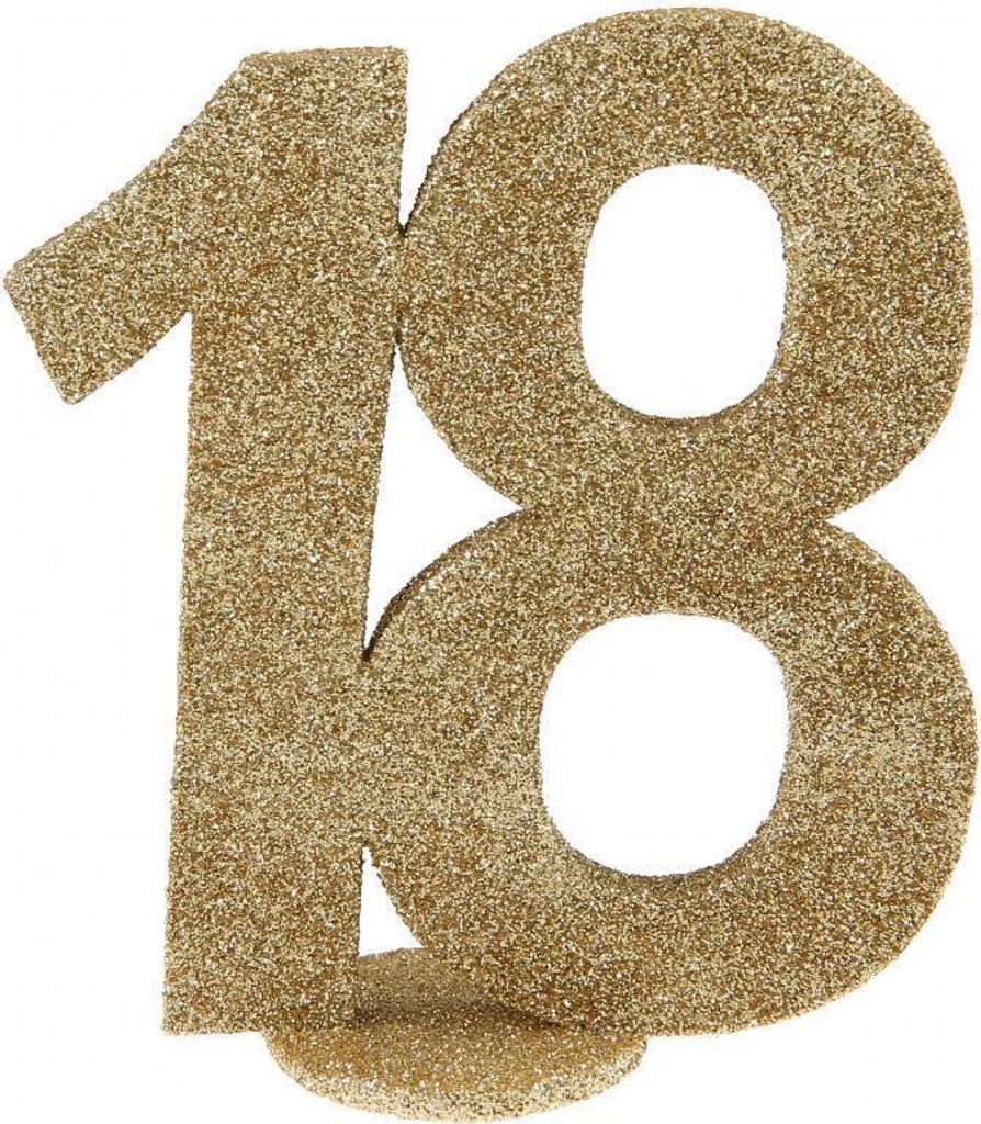 XXL Tischdeko Zahl 18 Geburtstag Gold Glitzer 1 Stück Produktbild 