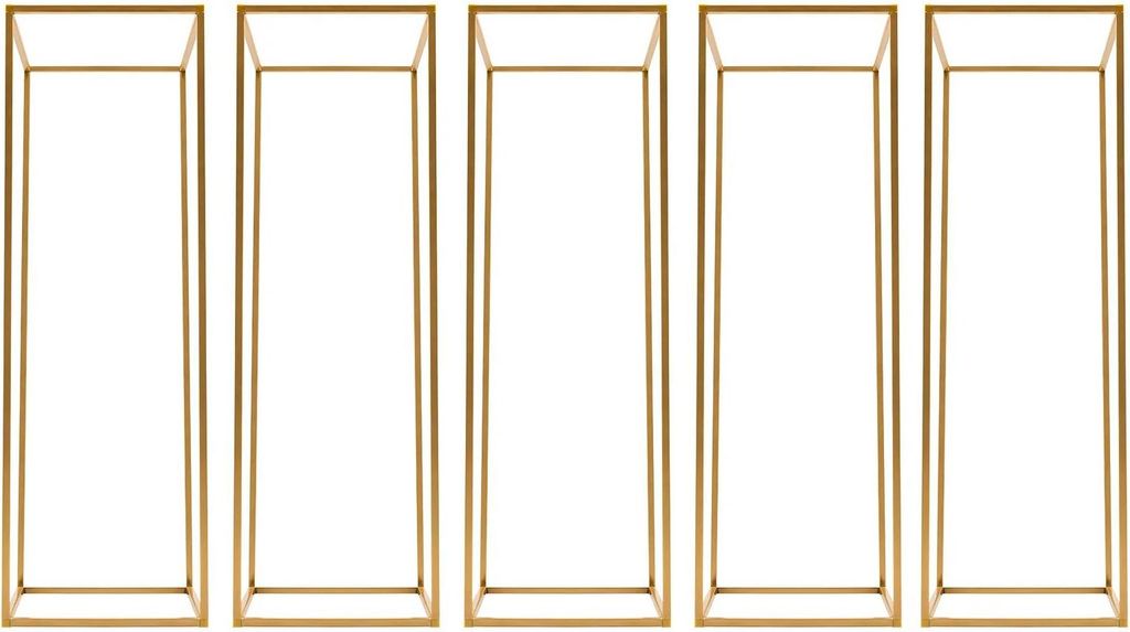 Blumenständer für Hochzeit & Event - 5er Set - Säulen für Blumenarrangements - Metallrahmen - Stahl + Kunststoff - Gold