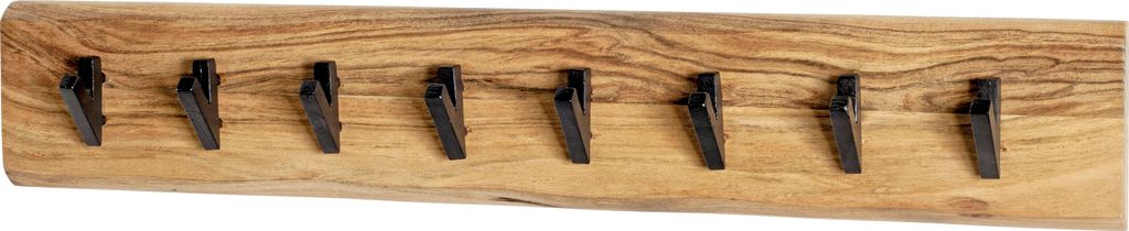 HAKU Wandgarderobe akazie, schwarz - Massivholz, Metall, Produktbild 