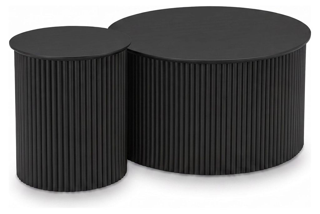 SensaHome Japandi Couchtisch Set Rund - 2 Beistelltische Produktbild 