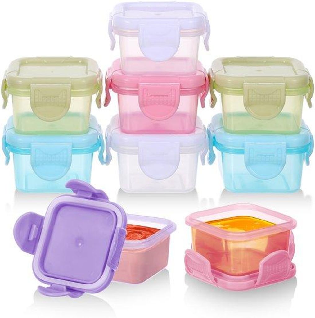 Kleine lekvrije plastic bakjes mit Deckeln, 60 ml Mini-Behälter, Bento Box-Accessoires, kleine Plastikbehälter mit Deckeln