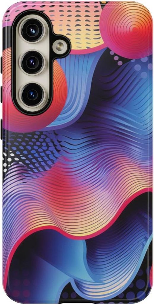 Bunte abstrakte Wellen und Kugeln – Hülle Kompatibel mit Samsung Galaxy S24