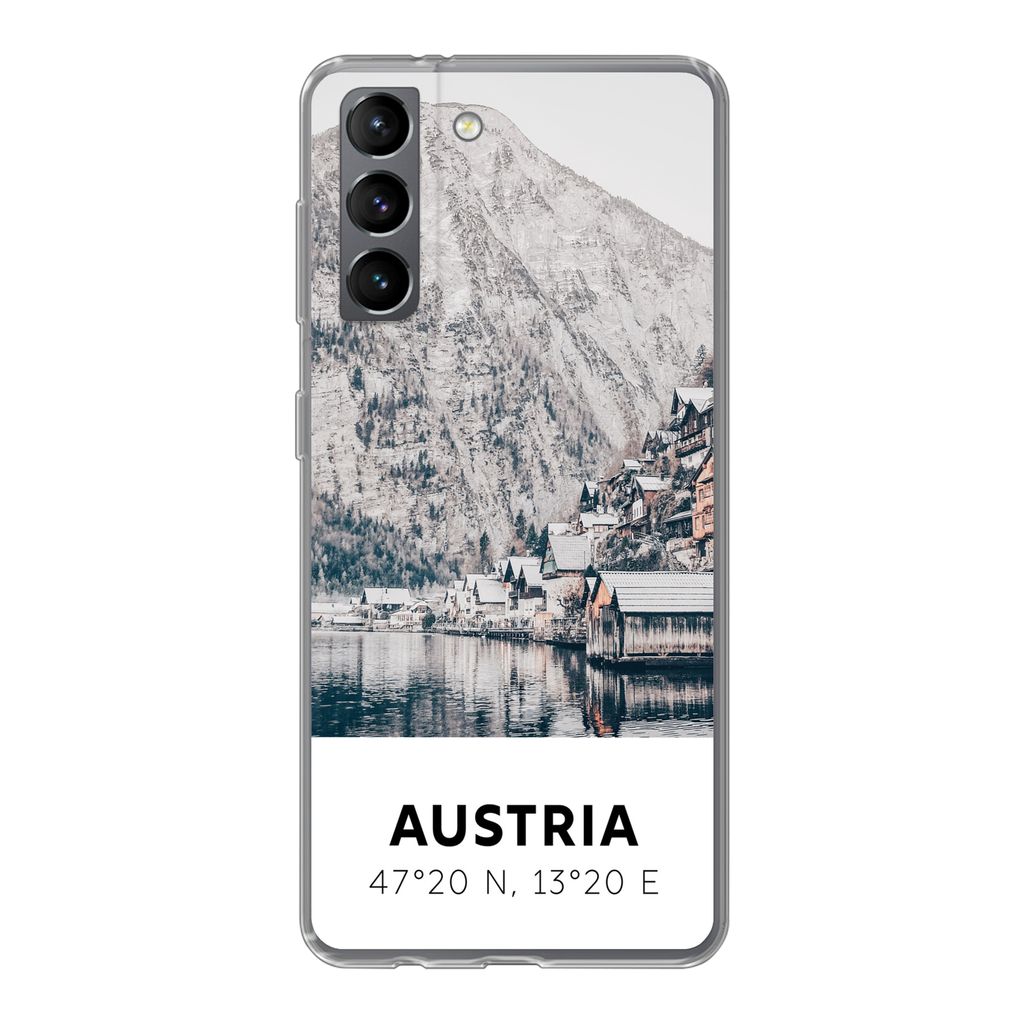 MuchoWow Handyhülle Schutzhülle Hülle für Samsung Galaxy S21 Österreich - Wasser - Berge - Alpen Silikon Softcase Handy Hülle - Softcase