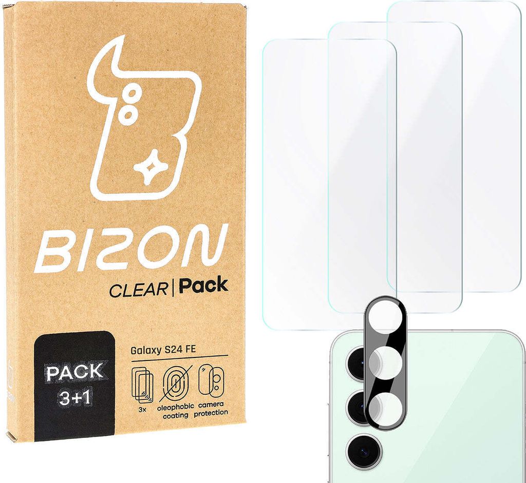 Bizon Clear 3x Bildschirmglas + Kameraglas Samsung Galaxy S24 FE