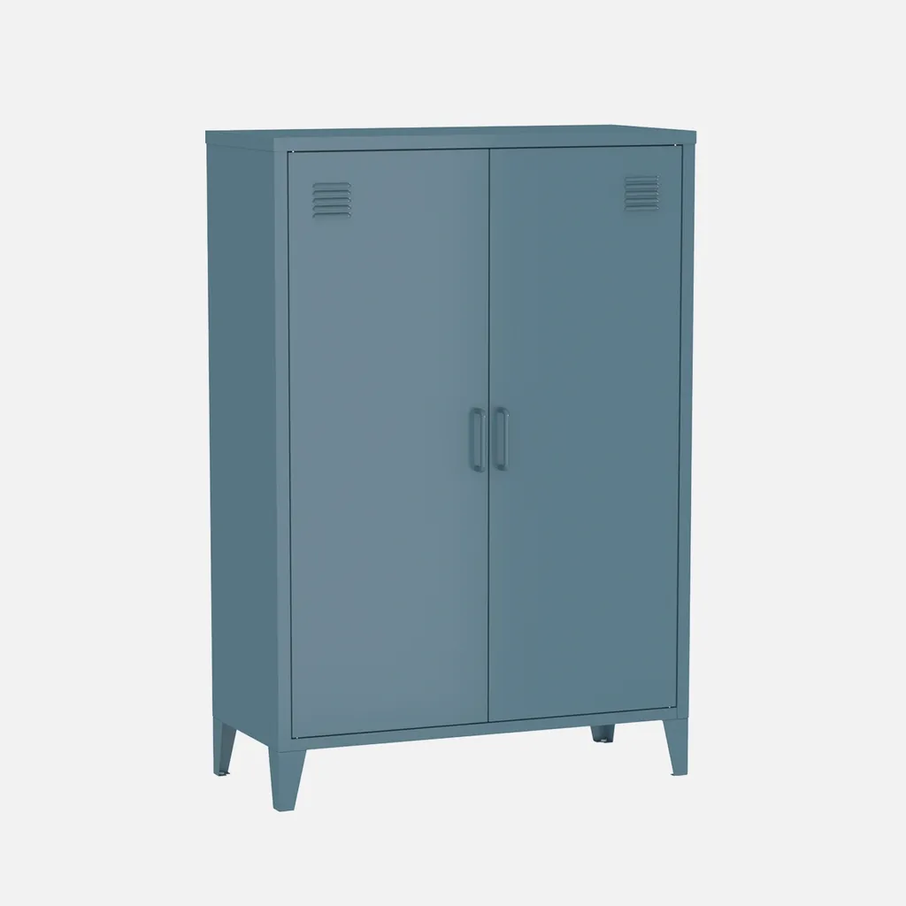 Cassettiera/armadio industriale metallo 2 ante, Blu grigio