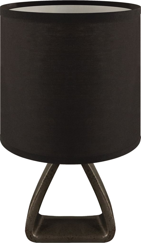 Nachttischlampe Keramik Stoff 27 cm hoch Schwarz E14 rund Modern Keramiklampe