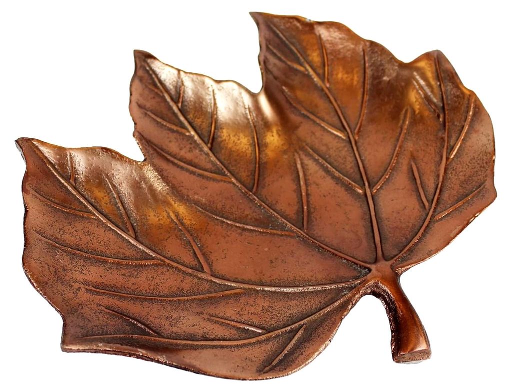 Dekoschale Herbstlaub aus Metall in Bronze-Optik 32x29 cm