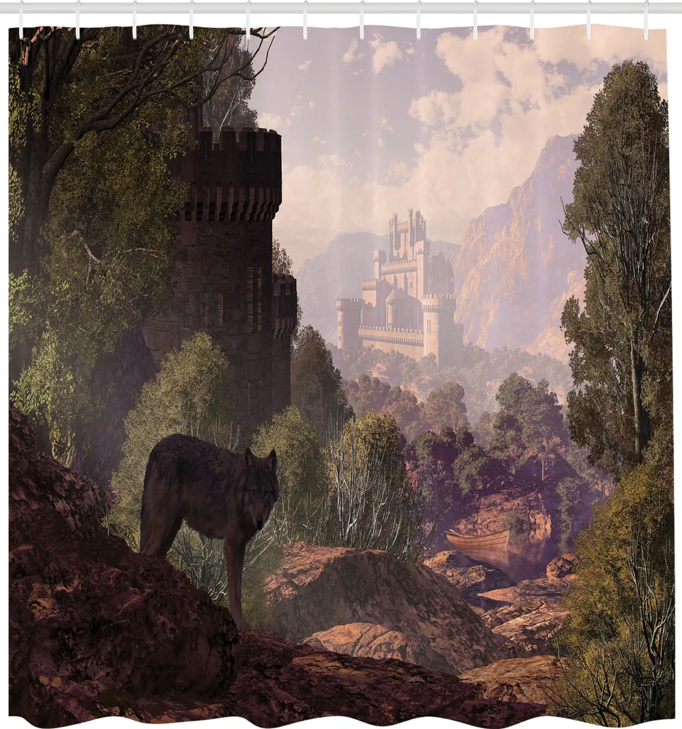 Tenda Doccia Artistica ABAKUHAUS Wald | 175x240 cm Bosco e Lago