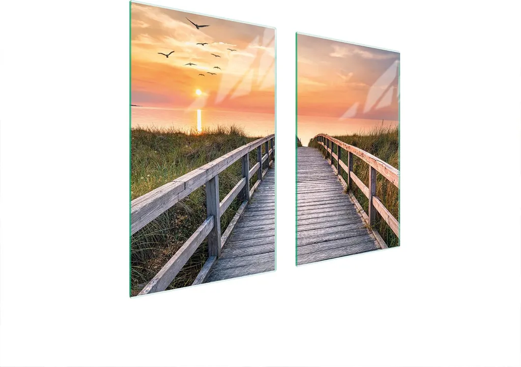 Protezione Piano Cottura 75x52 Vetro Temperato Paesaggio Sole 2pz