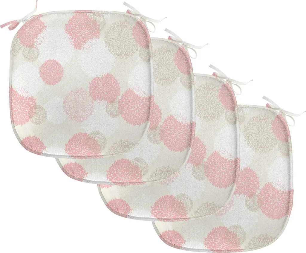 Coussin de chaise ABAKUHAUS - Lot de 4 galettes de chaise à motif floral