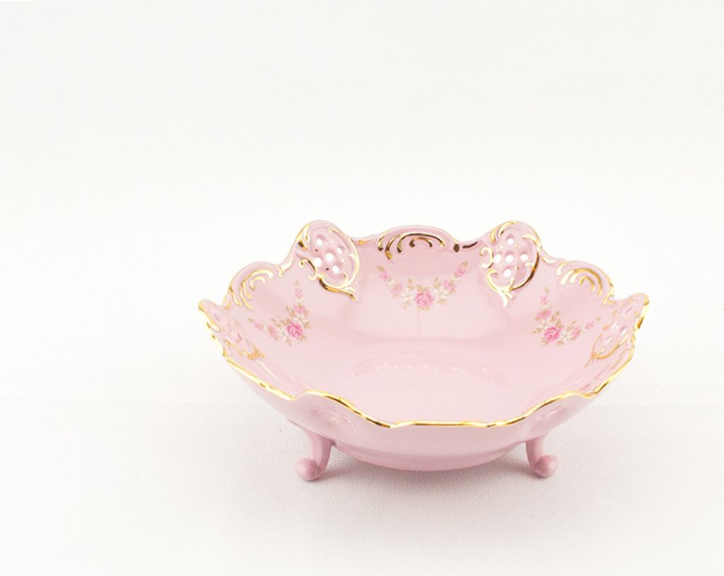 Schale 17 cm, rosa Porzellan, Blumen, Leander