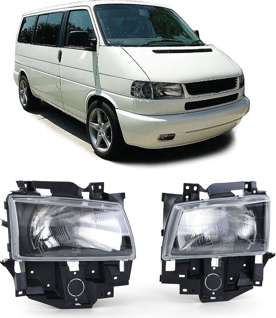 Reflektory PRZEDNIE LEWE + PRAWE H4 Black Smoke do VW T4 IV Zdjęcie produktu 