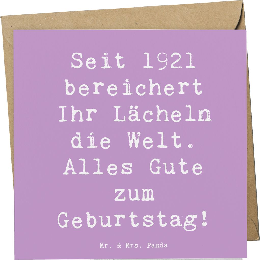 Mr. & Mrs. Panda Grußkarte Spruch 1921 Geburtstag - Lavendeltraum - Geschenk, besondere Feier, Klappkarte, Alles Gute zum, faltkarte, Glückwunsch...