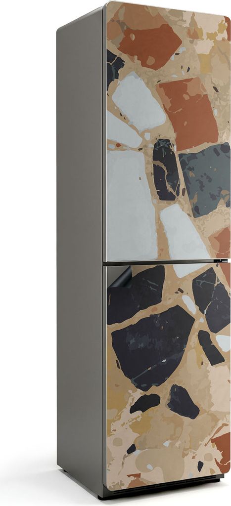 Nahaufnahme eines Steinmosaiks – Magnetische Kühlschrank Abdeckung – Dekorfolie magnetisch Küche – Kühlschrank Magnet Deko – selbstklebe...