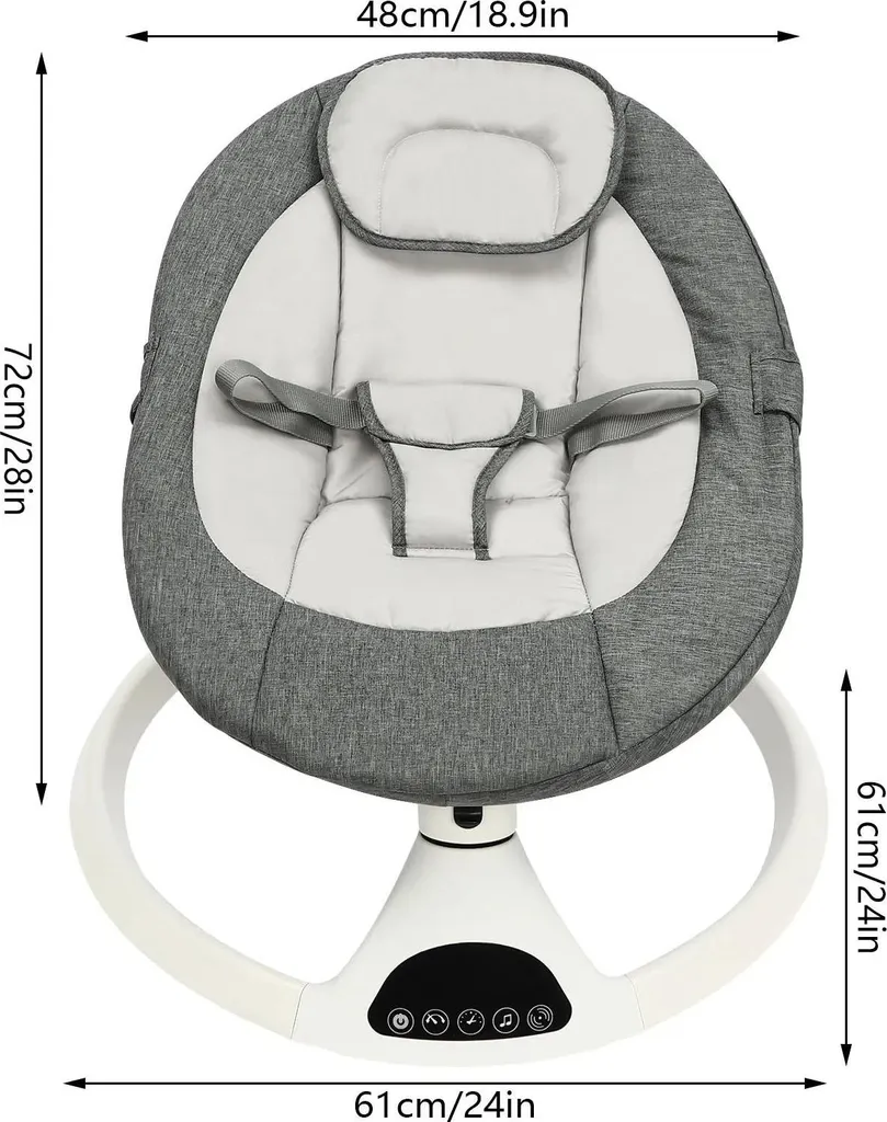 Transat Balancelle Bébé Électrique 6V Gris avec Télécommande et Musique