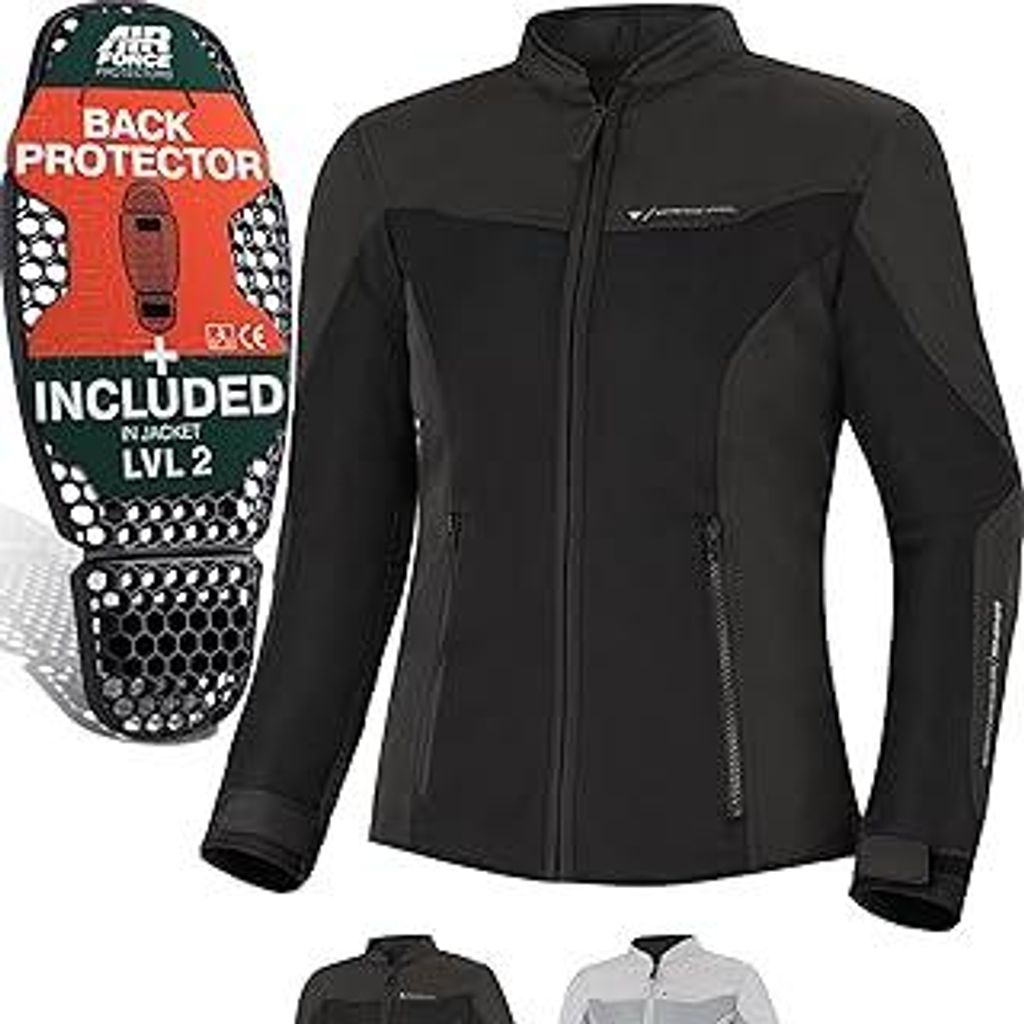 SHIMA OpenAir Motorrad Jacke Damen mit Protektoren AirForce Rückenprotektor Motorradjacke Sommer Mesh Belüftet Textiljacke Schutzjacken Protektor...