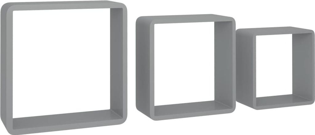" "Würfelregale, 3er Set - Schweberegal schlichte Design - Hängeregal - Grau MDF NeuMöbel 4103151