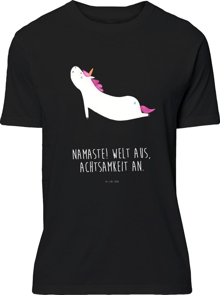 Mr. & Mrs. Panda Tshirt Einhorn Yoga - Schwarz - Geschenk, Jersey-Shirt, Sport, Einhörner, Unicorn, oberteil, T-Shirt, S, Lustiges, Namaste, Lustig