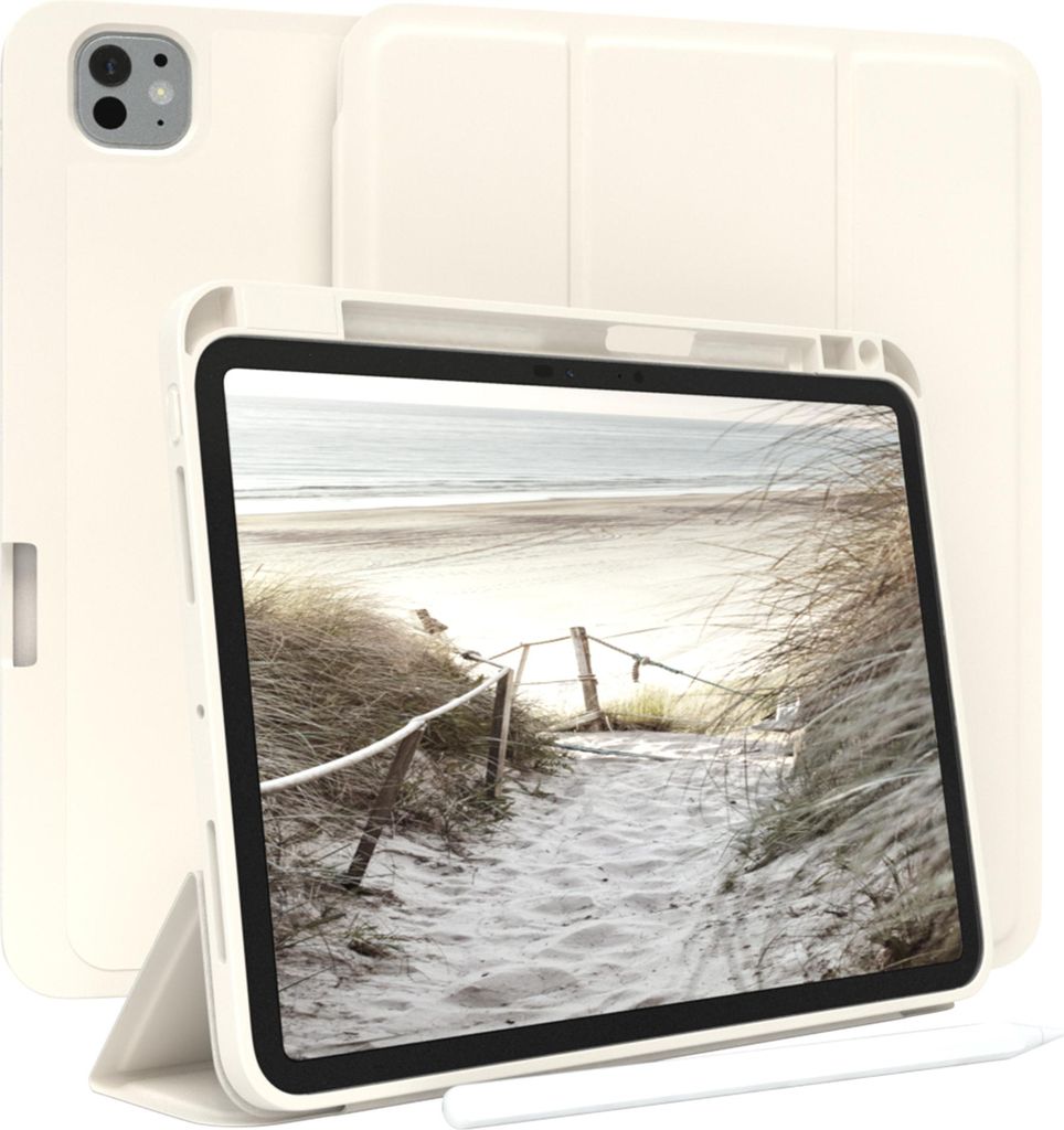 EAZY CASE Smartcase mit Stifthalter für Apple iPad Pro 11 (2024) Hülle mit Stifthalterung, Tablet Cover aufstellbar 11 Zoll in Weiß