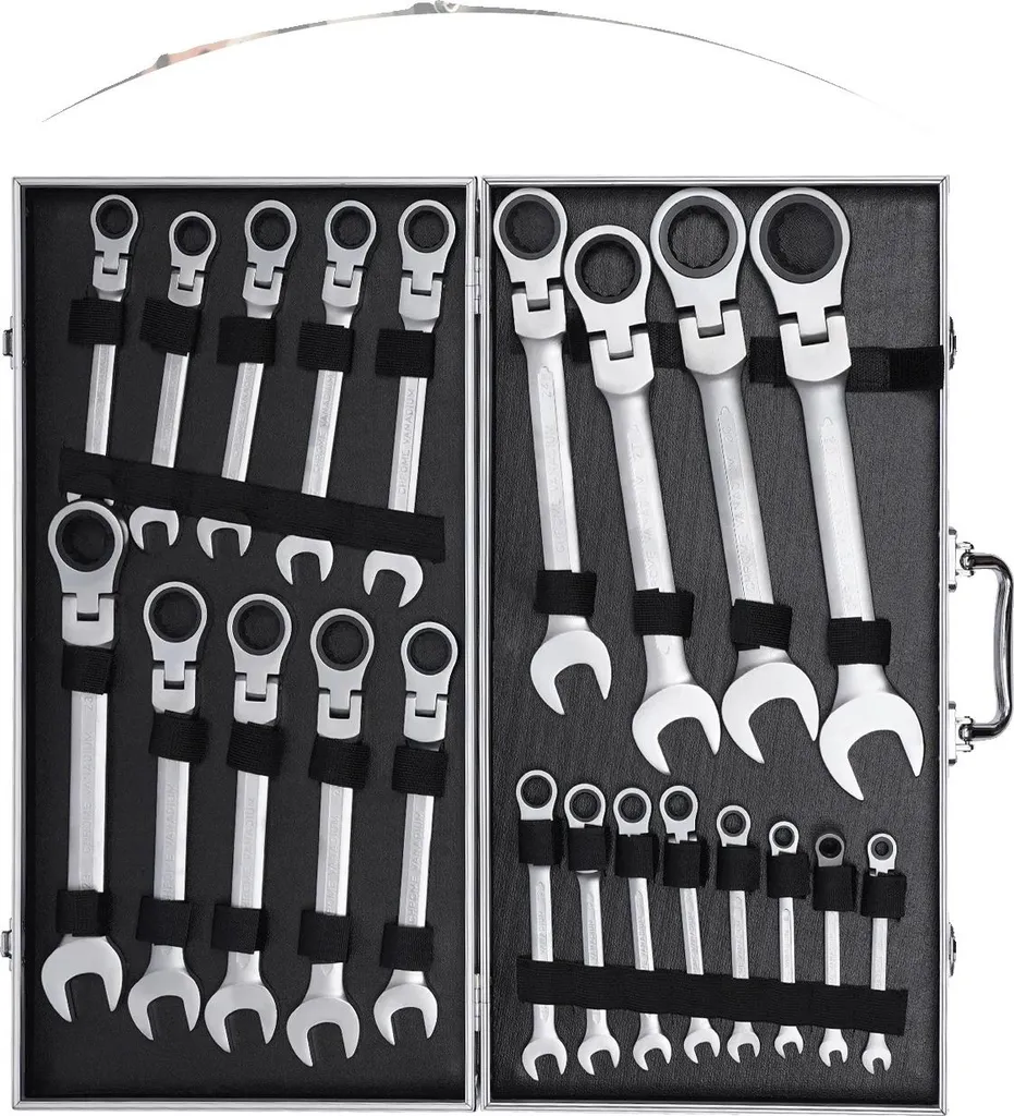 Clé à tête réglable 180° robuste et ergonomique - Pack de 22 pièces