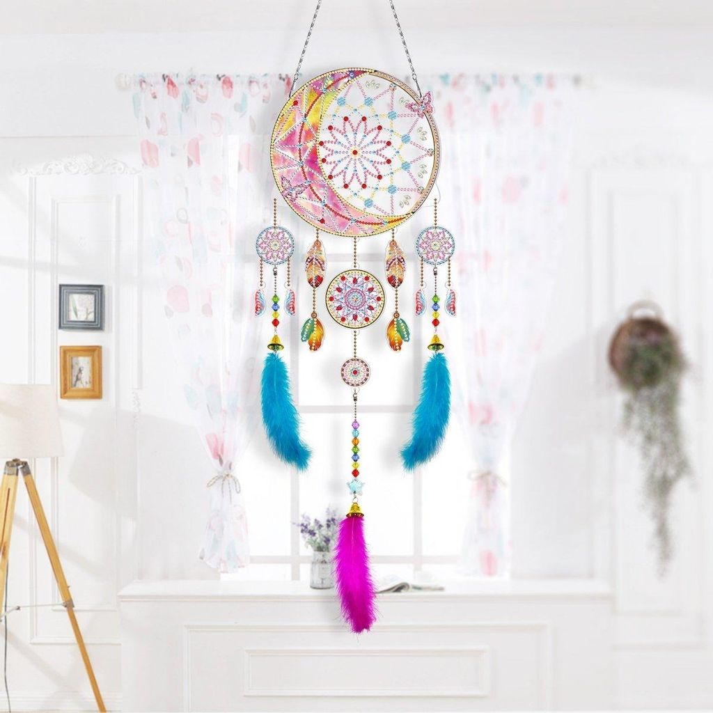 Diamant-Stickerei-Set: Mond-Mandala Traumfänger