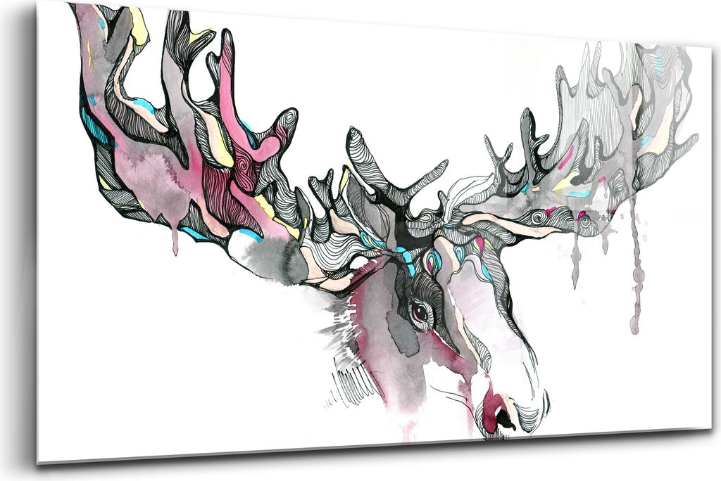 120x60 - Bilder auf glas - Einteilig - Wanddekoration - Glas Bilder - Illustration eines Elchs in einem modernen Stil