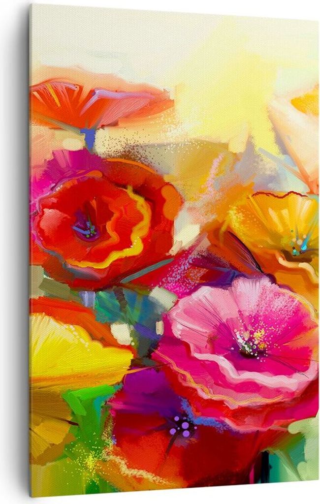 Bild auf Leinwand - Leinwandbild - Einteilig - Blumen Frühling Flora Garten - 80x120cm - Wand Bild - Wanddeko - Wandbilder - Leinwanddruck - Wandd...