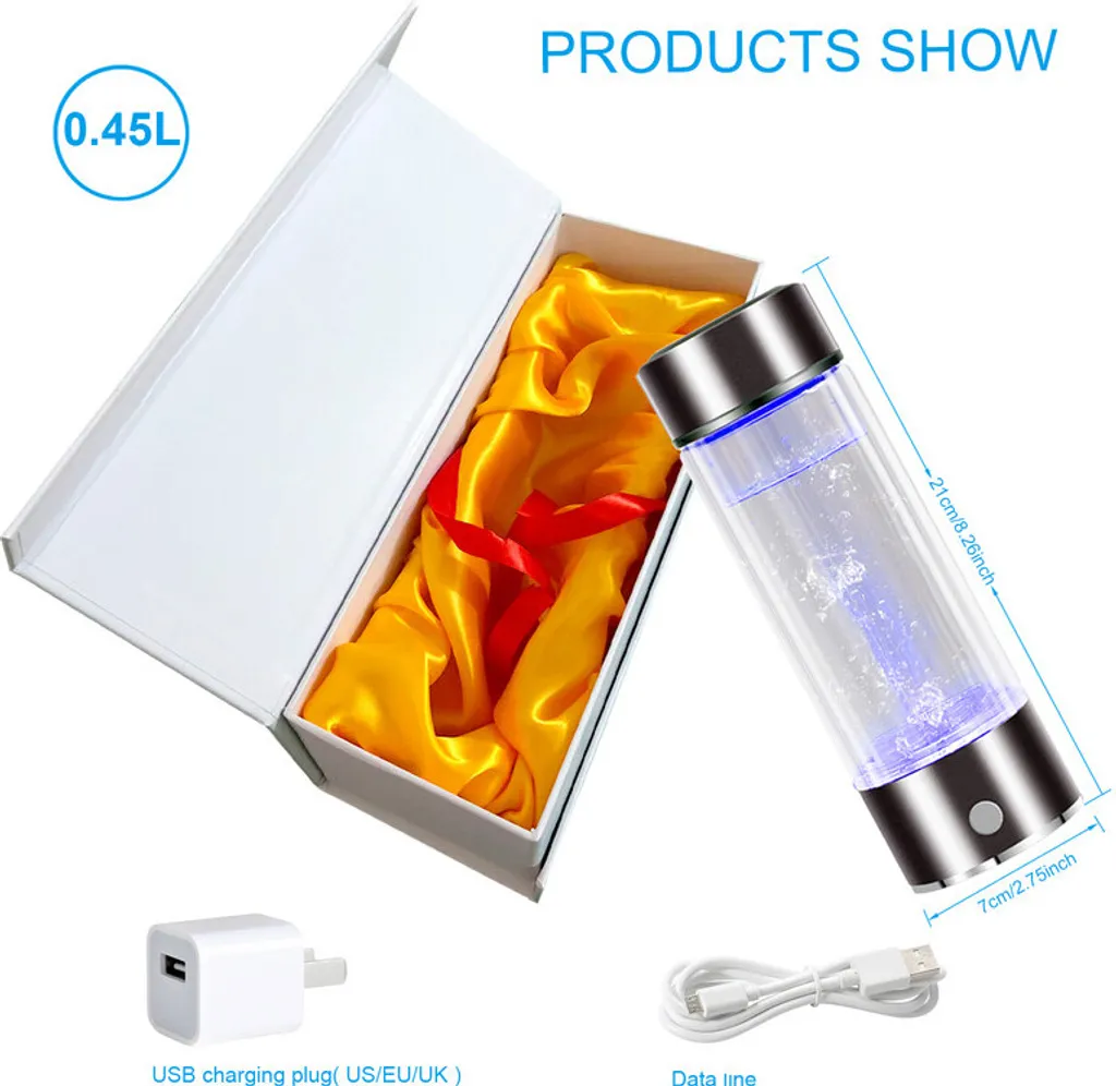 Bouteille d'eau à hydrogène contre la fatigue cellulaire 450ml SPE PEM