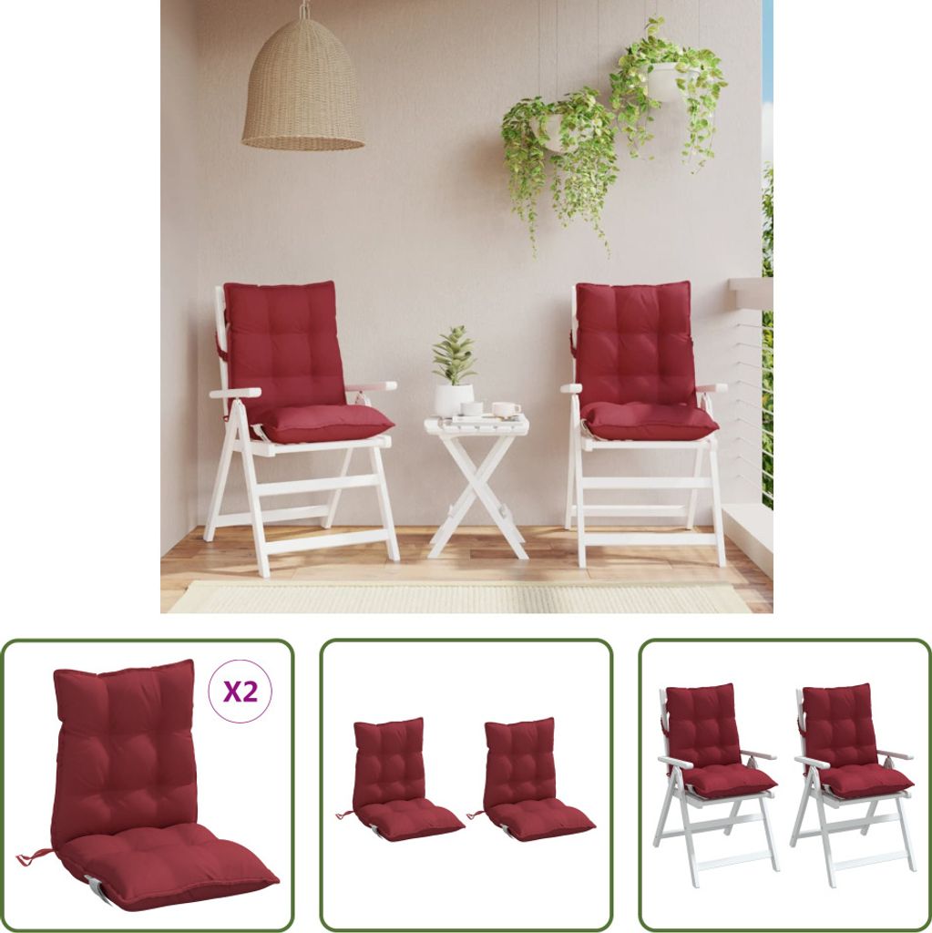 The Living Store Niedriglehner-Auflagen 2 Stk. Weinrot Oxford-Gewebe