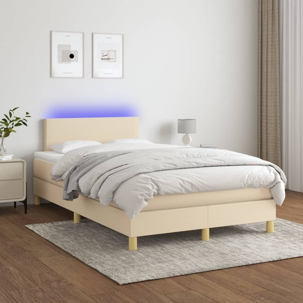 Maison Exclusive - Boxspringbett mit Matratze & LED Creme 120x200 cm Stoff