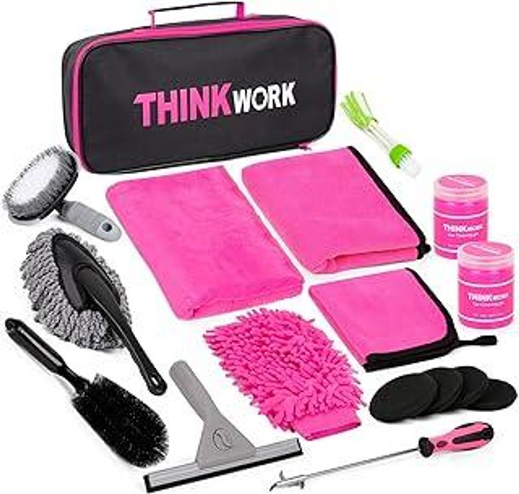 THINKWORK Auto Reinigungsset, 17 Stück Autopflege Set, Auto Waschset für Auto Reinigung Innenraum und Außen, Lüftungsschlitz, Armaturenbrett, M...