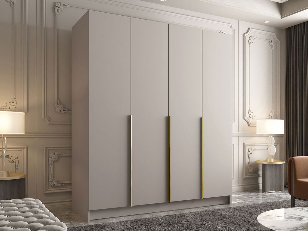 Velká šatní skříň 200 cm TOSIA 1 - kašmír / zlatá Obrázek produktu 