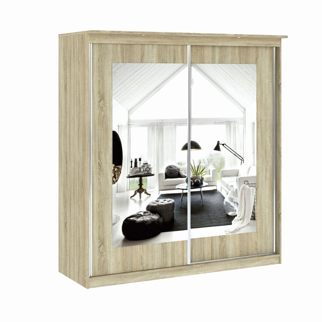 Kleiderschrank mit Spiegel 180 cm ODESSA - Sonoma-Eiche