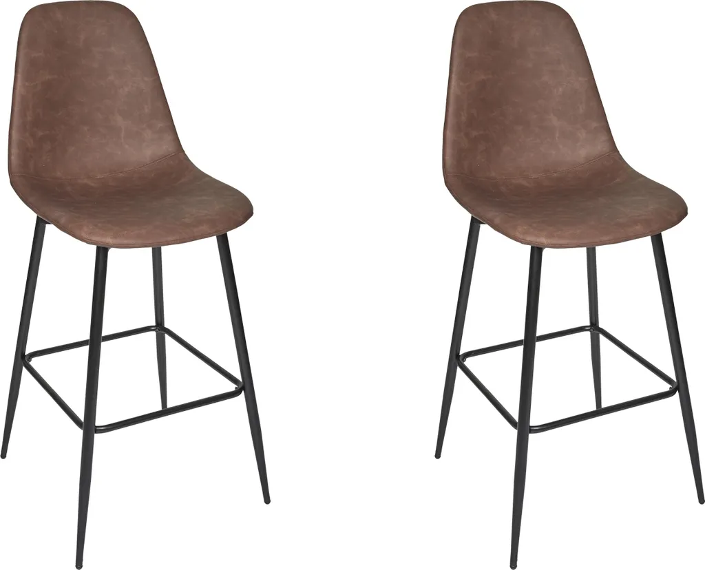Chaise de bar simili cuir marron Amber - Lot de 2 assises confortables