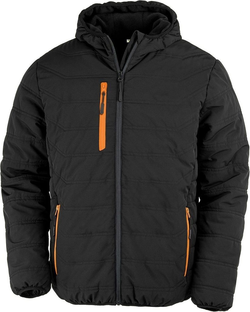 Result Genuine Recycled - "Compass" Steppjacke für Herren RW8196 (L) (Schwarz/Orange)