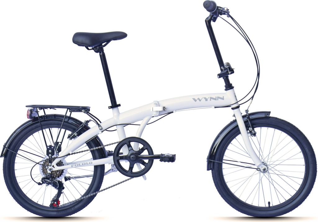 WYNN Faltrad 20 Zoll FOLD1.0 weiß Rahmenhöhe 27 cm Damen Herren Klapprad 6 Gänge V-Brake