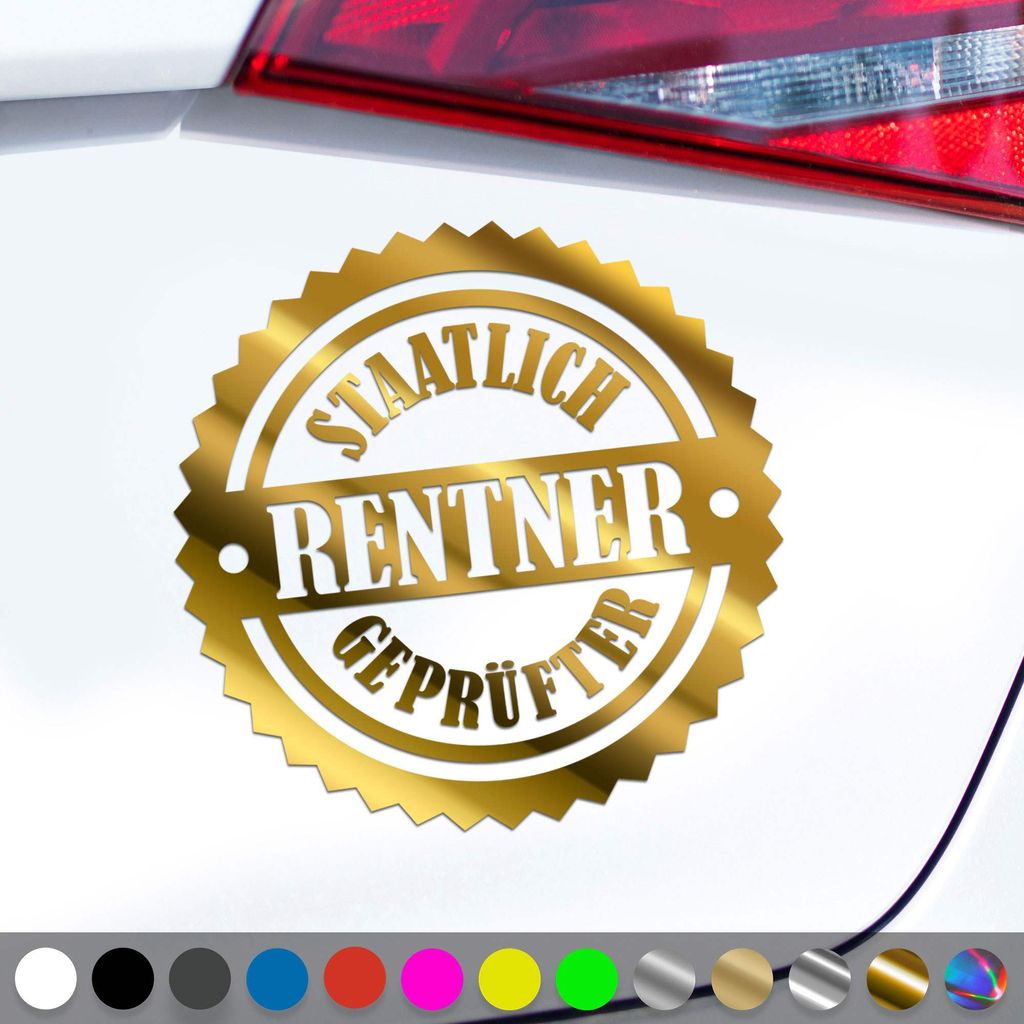 PantherPixel Rentner Aufkleber Senioren Rentnern Ruhestand Sticker Auto Geschenkidee Farbe Chrom-Gold
